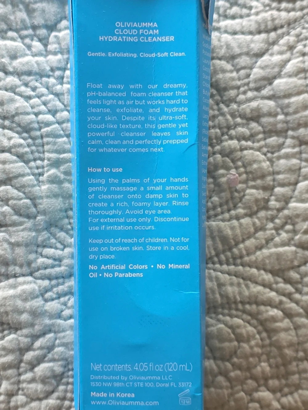 OLIVIAUMMA Cloud Foam Hydrating Cleanser 4.05 oz Rice Papaya K-Beauty